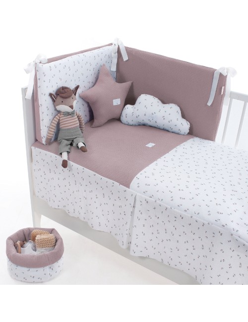 Colcha+Protector Cuna T/60 Bruna Rosa