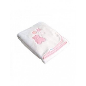 MANTA FLANNEL BORDADA ROSA 80X110CM